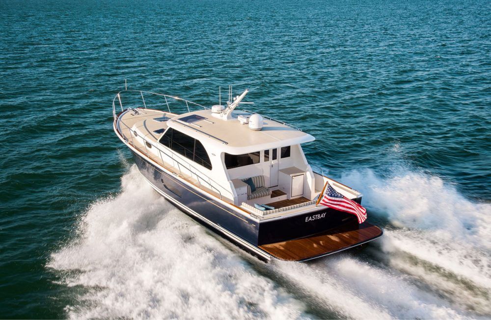 Downeast style Eastbay boat underway on open water