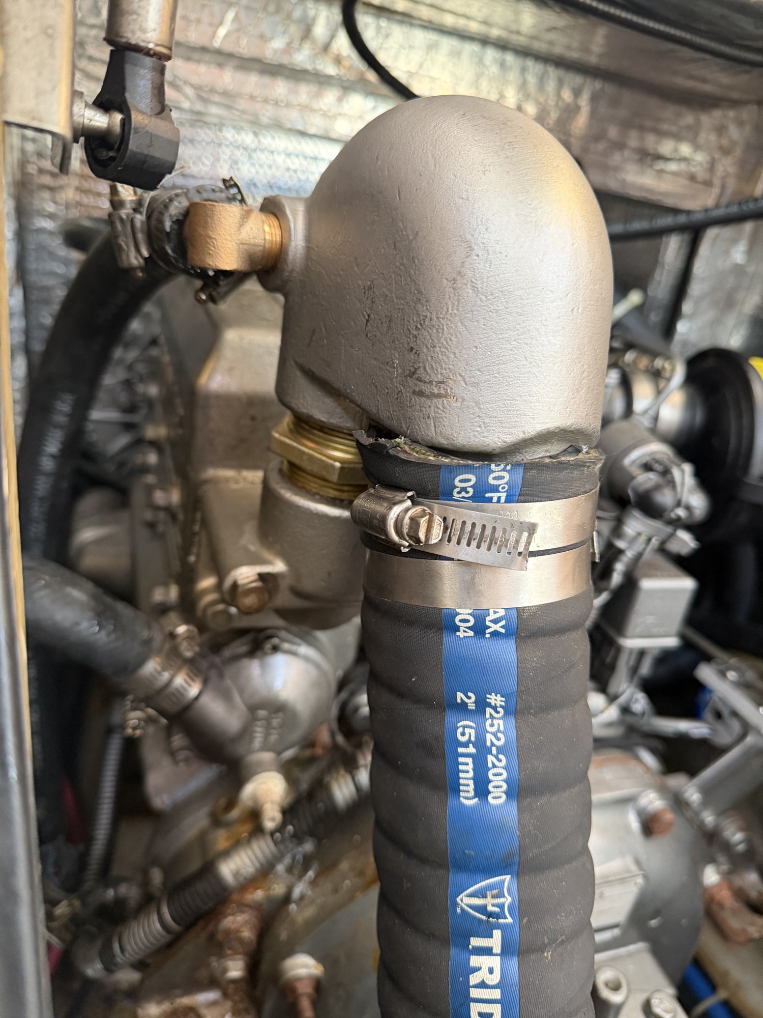 After: finished exhaust elbow fitted with a new hose